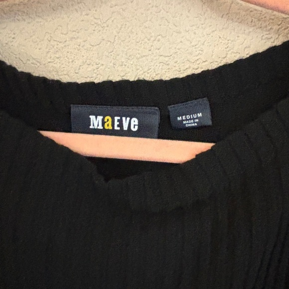 Maeve Anthropologie Ruth Black Ribbed Short Sleeve Fit & Flare Sweater Dress M - Picture 5 of 11